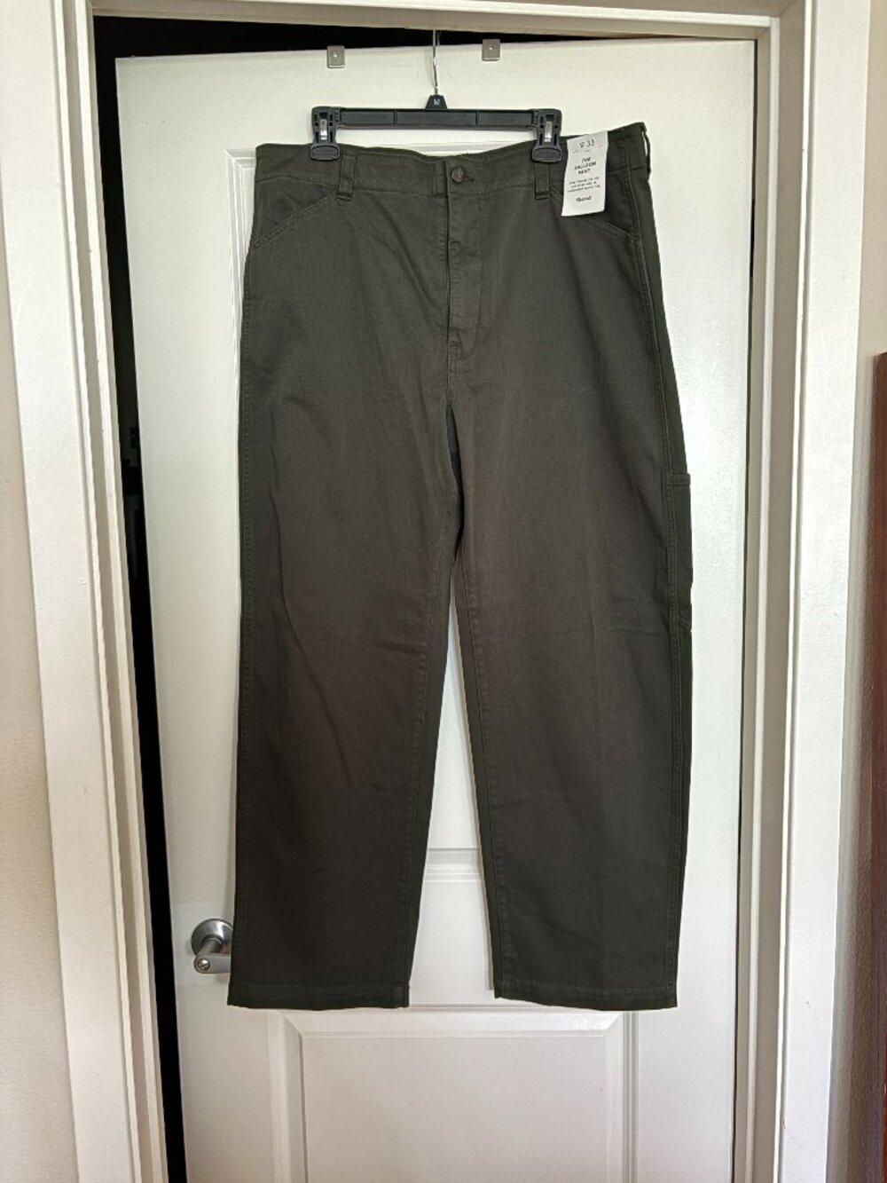 Madewell Straight Leg Pants in Olive Green